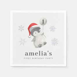 Penguin Balloon 1:a födelsedagen Pappersservett