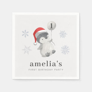 Penguin Balloon 1:a födelsedagen Pappersservett