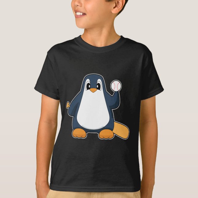Penguin Baseball Baseball fladdermus T Shirt (Framsida)
