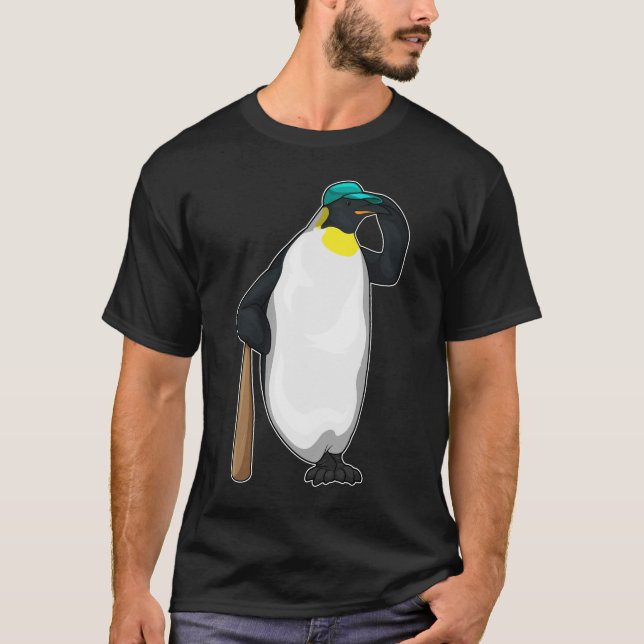 Penguin Baseball Baseball fladdermus T Shirt (Framsida)