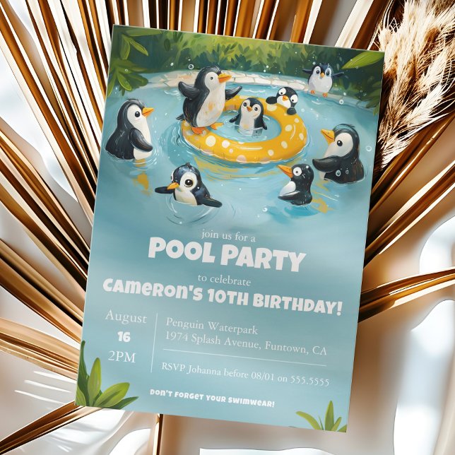 Penguin Bassäng Party, barns födelsedag Inbjudningar (Skapare uppladdad)