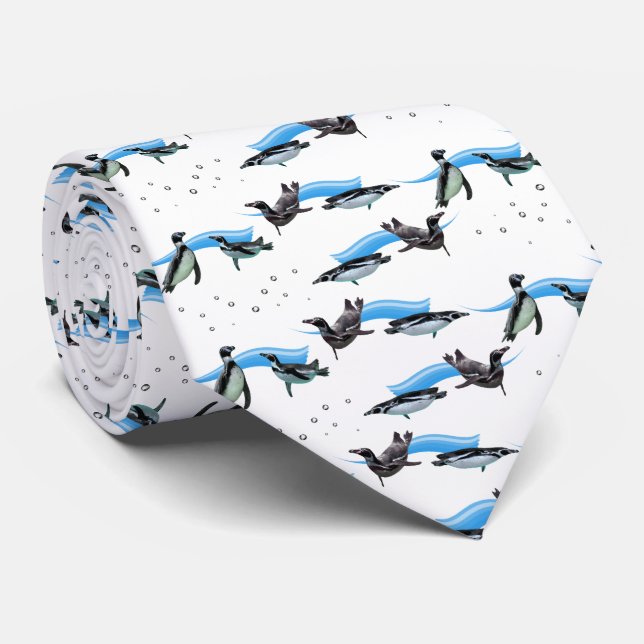 Penguin Bassäng Party Tie Dubbla Sided (välj färg) Slips (Rullad)
