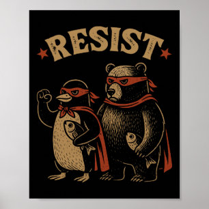 Penguin Bear Flippers Up Resistny Penguins Aga Poster