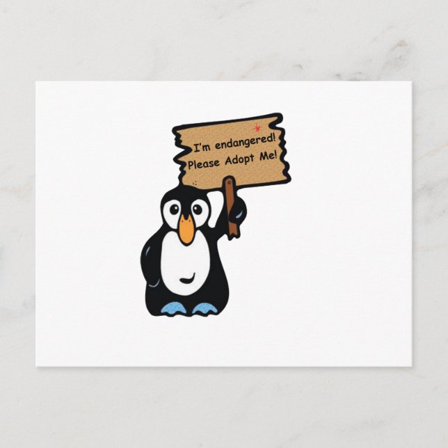 Penguin-begäran om adoption vykort (Framsida)