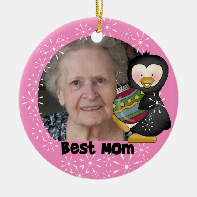 Penguin Best Mamma Photo Keepsak Ornament (Framsidan)