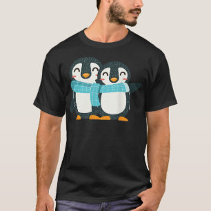 Penguin BFF Scarf Tecknad Snö Winter Cute Animal T Shirt