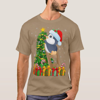 Penguin Bird Älskare Julafton Ljus Penguin jul T T Shirt