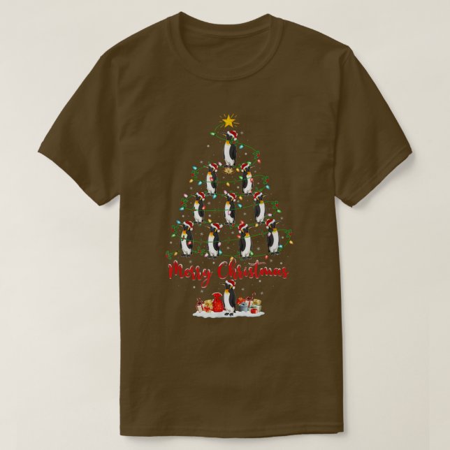 Penguin Bird Älskare Matching Santa Penguin Christ T Shirt (Design framsida)