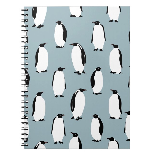 Penguin Bird Animal Cute Mönster Anteckningsbok (Framsidan)