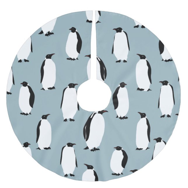 Penguin Bird Animal Cute Mönster Julgransmatta Borstad Polyester (Framsidan)