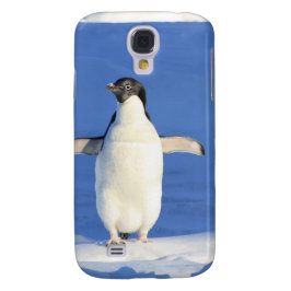 Penguin Bird Feathers Black White Personalize Namn Galaxy S4 Fodral