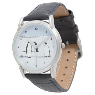 Penguin Bird Snö Coola Blue Penguin Älskare Gift Armbandsur