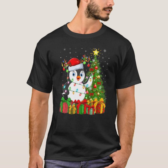 Penguin Bird  Xmas Holiday Santa Penguin Christmas T Shirt (Framsida)