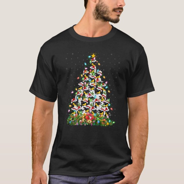 Penguin Bird  Xmas Lights Santa Penguin Christmas  T Shirt (Framsida)