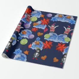 Penguin Birds Wrapping Papper Presentpapper