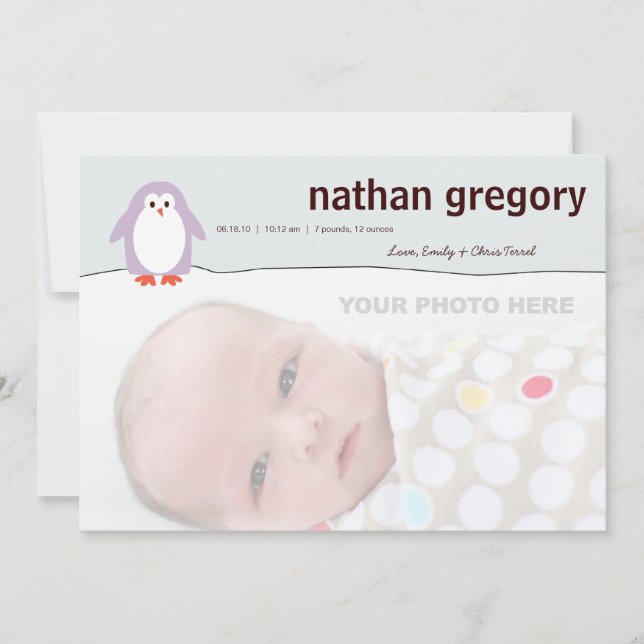 Penguin Birth-meddelande Meddelande (Framsida)