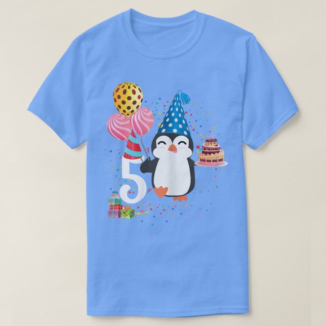 Penguin Birthday 5 Years Old Penguin 5th Birthday T Shirt (Design framsida)