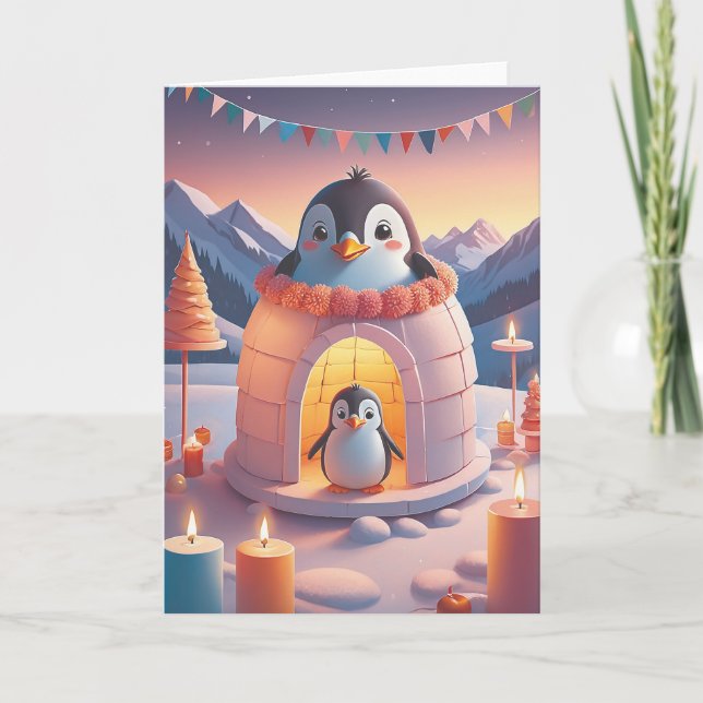 Penguin Birthday Bash Kort (Framsida)