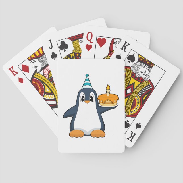 Penguin Birthday Candle Cake Casinokort (Baksidan)