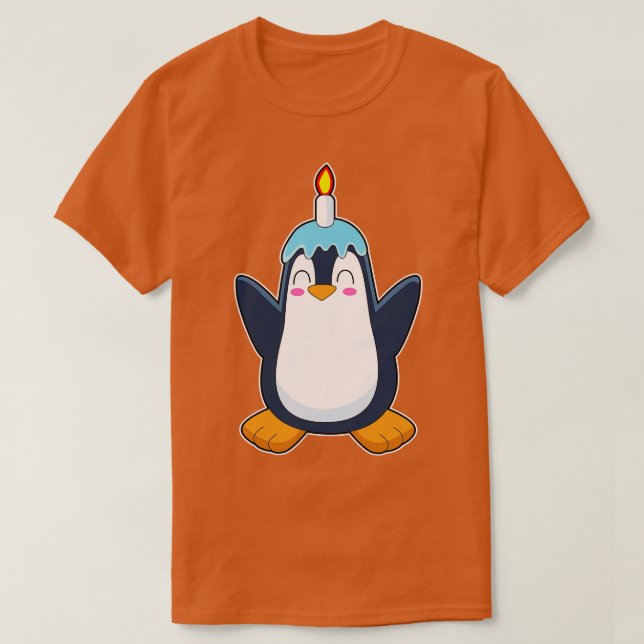 Penguin Birthday Candle T Shirt (Design framsida)