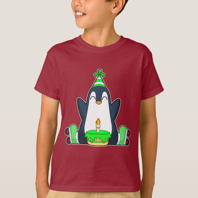 Penguin Birthday Roller-skridskor T Shirt (Framsida)
