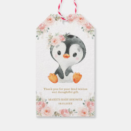 Penguin  Blommigt Baby Shower Födelsedagsfest Gi Presentetikett