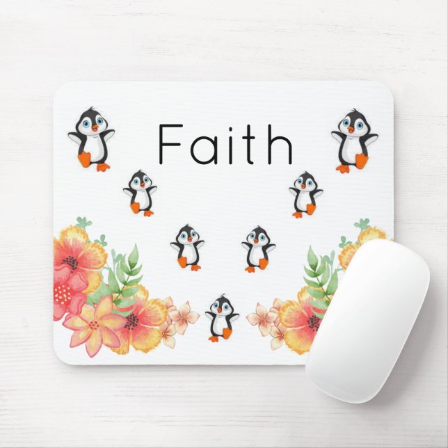 Penguin Blommigt Faith Rand Mouse Pad! Muspets Musmatta (Med mus)