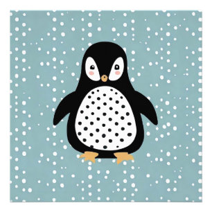 Penguin Blue Dots Photo Utvidgning Fototryck