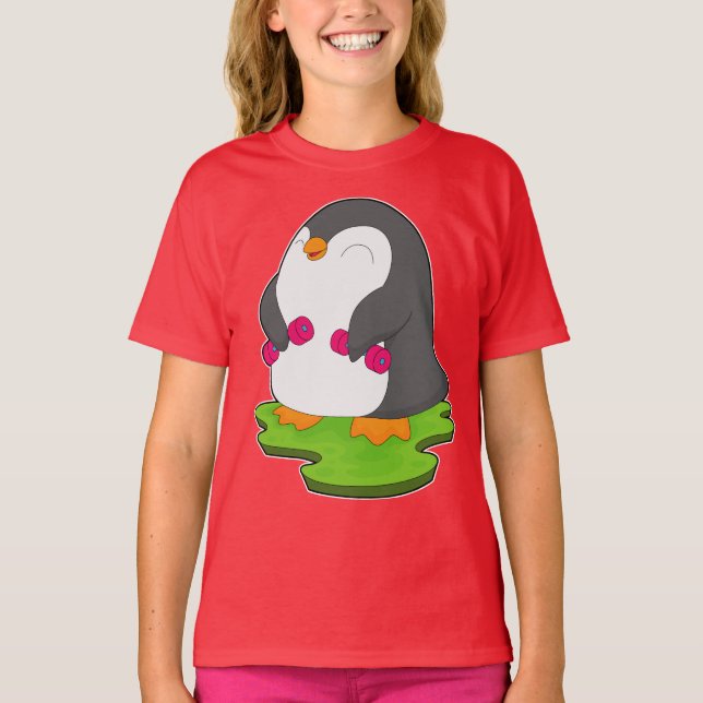 Penguin Bodybuilding der Dumbbells Bodybuilding T Shirt (Framsida)