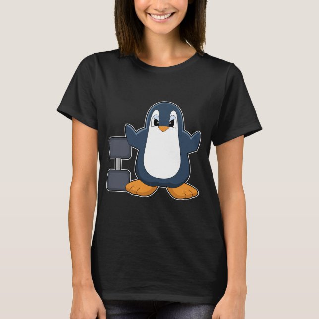 Penguin Bodybuilding Dumbbell T Shirt (Framsida)