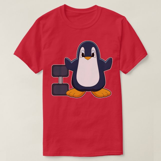Penguin Bodybuilding Dumbbell T Shirt (Design framsida)