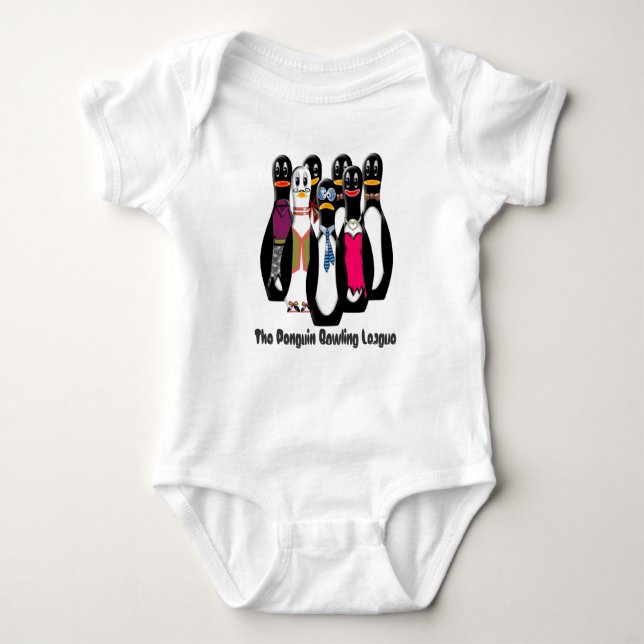 Penguin Bowling League (Baby Småbarn 1-Biet) Tee (Framsida)