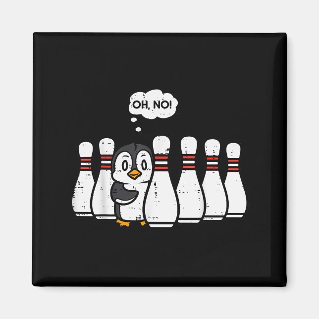 Penguin Bowling Ns Oh No Funny Bowler Player Men W Magnet (Framsidan)