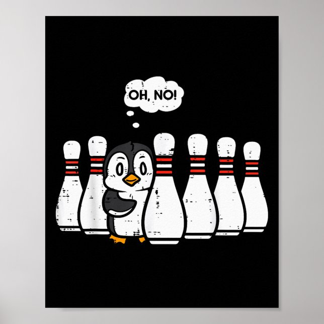 Penguin Bowling Ns Oh No Funny Bowler Player Men W Poster (Framsidan)
