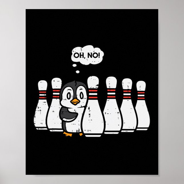 Penguin Bowling Stift Oh No Funny Bowlareare Playe Poster (Framsidan)