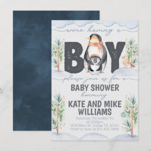 Penguin Boy Shower-inbjudan till Inbjudan