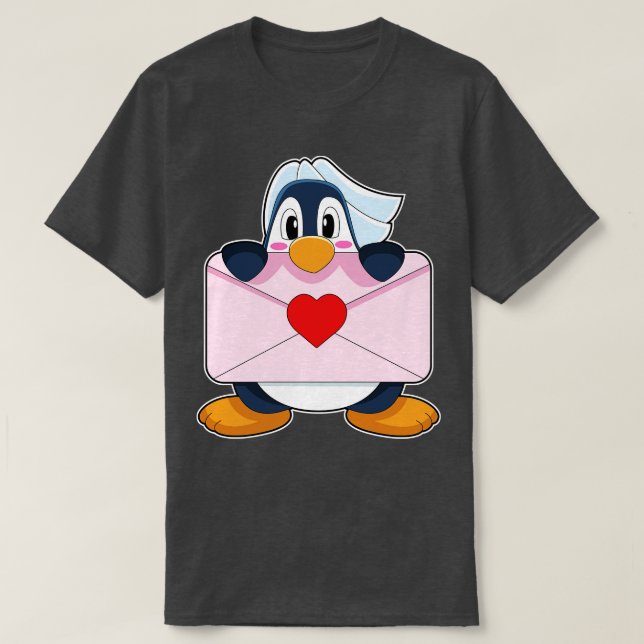 Penguin Bride Brev Bröllop T Shirt (Design framsida)