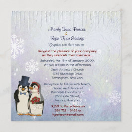 Penguin Bride och Groom Wedding Square Inbjudningar