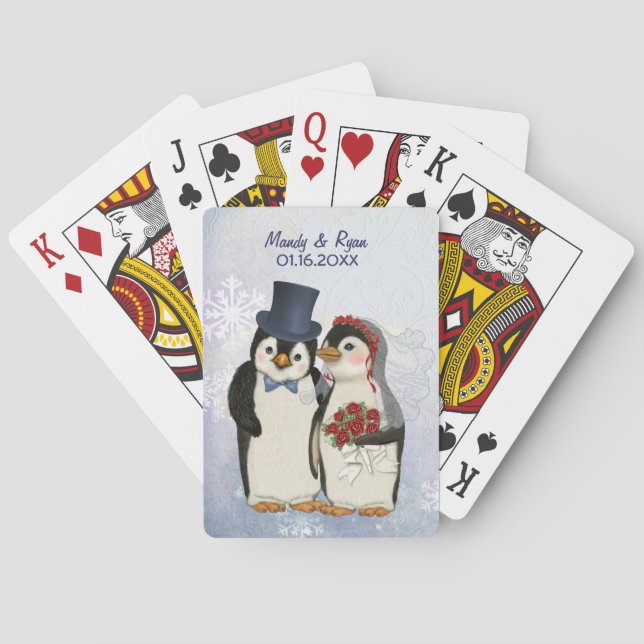 Penguin Bröllop - Anpassa Spel Kort (Baksidan)