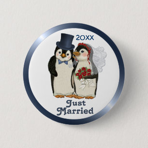 Penguin Bröllop Bride and Groom Tie - Anpassa Knapp