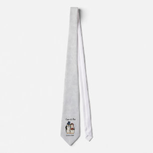 Penguin Bröllop Bride and Groom Tie - Anpassa Slips