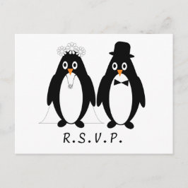 Penguin Bröllop OSA-vykort Inbjudan Vykort