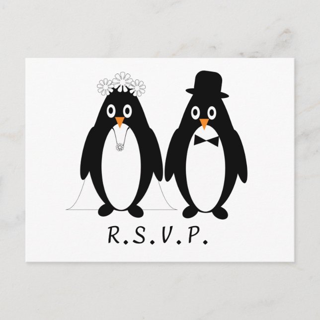 Penguin Bröllop OSA-vykort Inbjudan Vykort (Framsida)