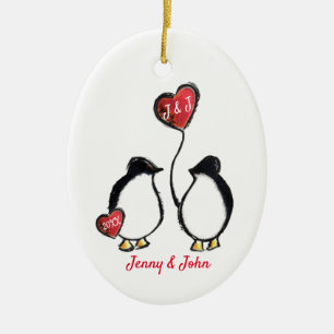 Penguin bröllop presentkeramisk träd dekoration