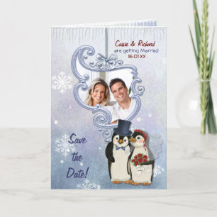 Penguin Bröllop- Spara datum som foto Meddelande