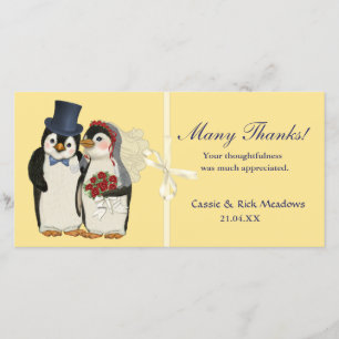 Penguin Bröllop Tack Kort