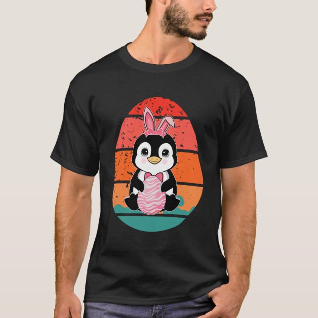 penguin Bunny Glad påsk Eggs Retro Manar Women Ki T Shirt (Framsida)
