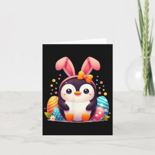 Penguin Bunny Påsk Day Kids Boys Girls Kort