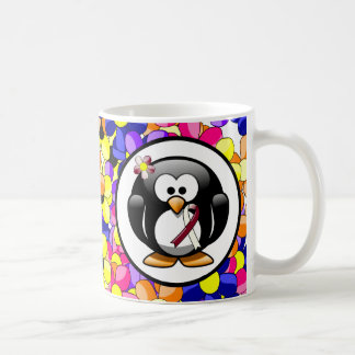 Penguin Burgundy och Ivory Awareness Ribbon Kaffemugg
