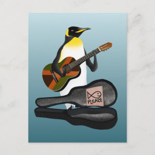 Penguin Busking Vykort